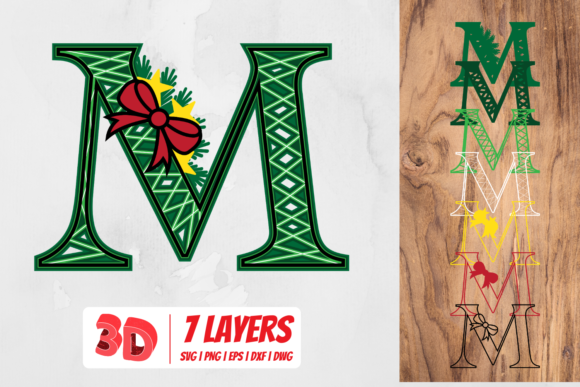 3D Christmas Letter M: Premium Design File for Holiday Crafting