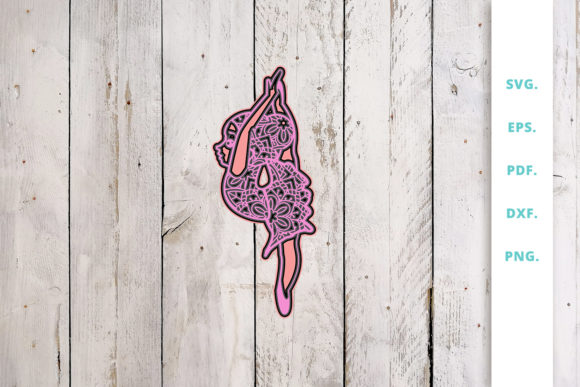 3D Cute Ballerina out of Mandala V4