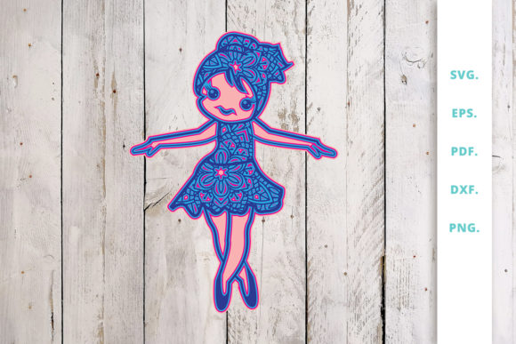 3D Cute Ballerina out of Mandala V6