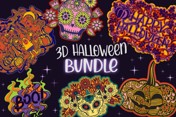 3D Halloween Bundle - 8 Layered SVG Item