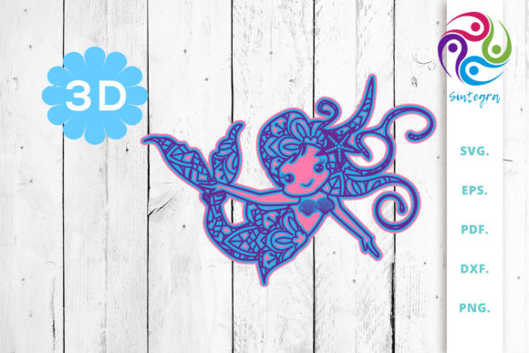 3D Multilayer Mermaid Cut File 3