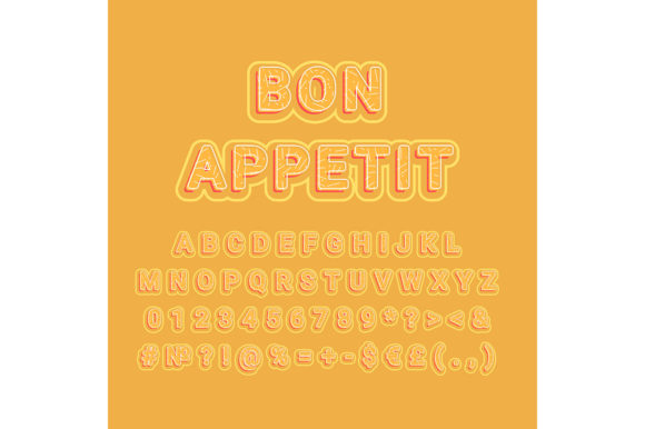 Bon Appetit Vintage 3D Vector Alphabet