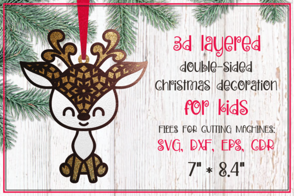 Cute Deer 3D Layered Christmas Ornament